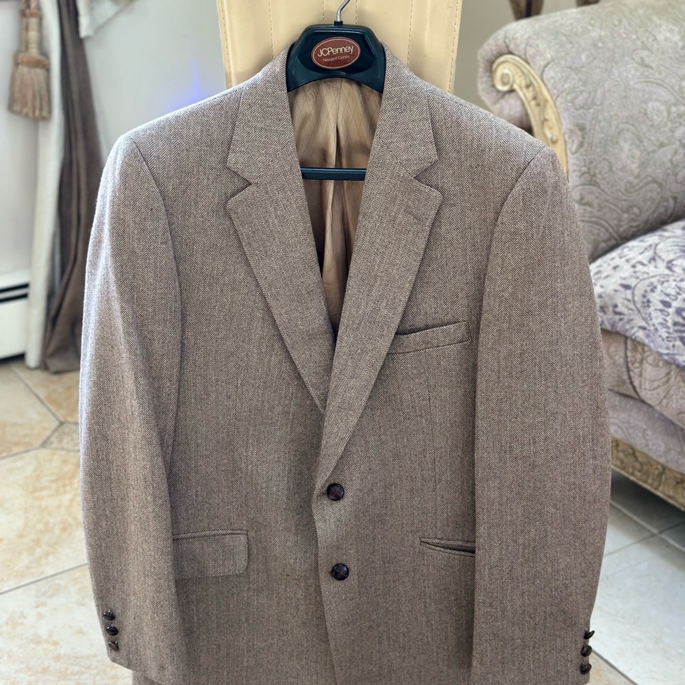 Cartier Botany comfort Men's Beige Blazer 36R Herringbone wool blend
